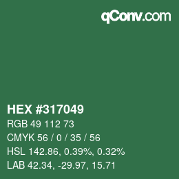 Farbcode: HEX #317049 | qconv.com