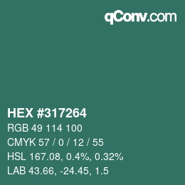 Farbcode: HEX #317264 | qconv.com