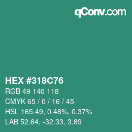 Color code: HEX #318C76 | qconv.com