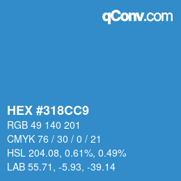 Farbcode: HEX #318CC9 | qconv.com