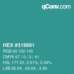 Color code: HEX #319691 | qconv.com