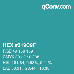 Color code: HEX #319C9F | qconv.com