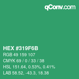 Color code: HEX #319F6B | qconv.com