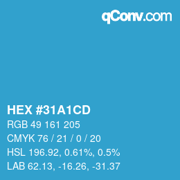 Color code: HEX #31A1CD | qconv.com