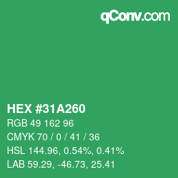 Color code: HEX #31A260 | qconv.com