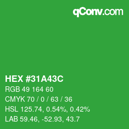 Color code: HEX #31A43C | qconv.com