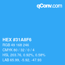 カラーコード: HEX #31A8F6 | qconv.com
