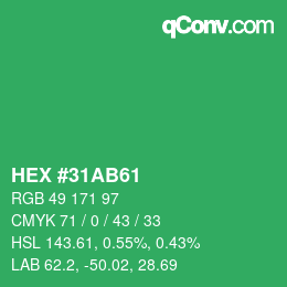 颜色代码: HEX #31AB61 | qconv.com