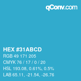 Color code: HEX #31ABCD | qconv.com