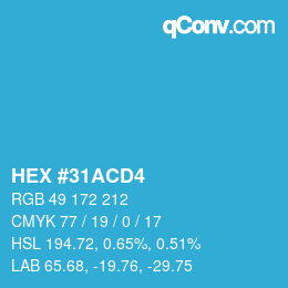 Color code: HEX #31ACD4 | qconv.com