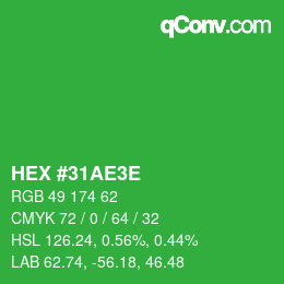 Color code: HEX #31AE3E | qconv.com