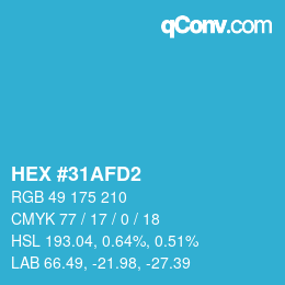 Color code: HEX #31AFD2 | qconv.com