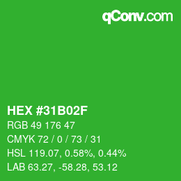 カラーコード: HEX #31B02F | qconv.com