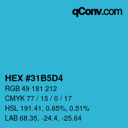 カラーコード: HEX #31B5D4 | qconv.com