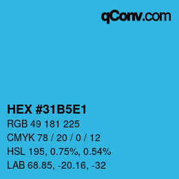 Color code: HEX #31B5E1 | qconv.com