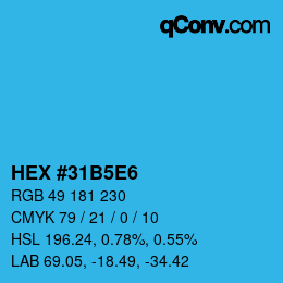 Color code: HEX #31B5E6 | qconv.com