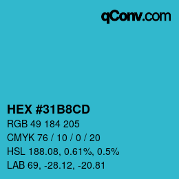 Color code: HEX #31B8CD | qconv.com