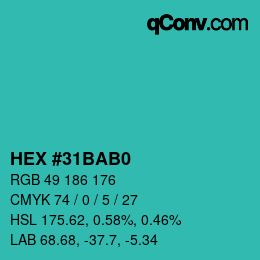 Color code: HEX #31BAB0 | qconv.com