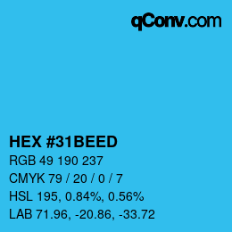 Color code: HEX #31BEED | qconv.com