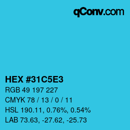 カラーコード: HEX #31C5E3 | qconv.com