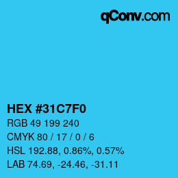 Color code: HEX #31C7F0 | qconv.com