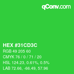 Color code: HEX #31CD3C | qconv.com