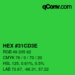 Color code: HEX #31CD3E | qconv.com