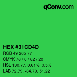 Color code: HEX #31CD4D | qconv.com