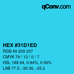 颜色代码: HEX #31D1ED | qconv.com