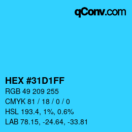 颜色代码: HEX #31D1FF | qconv.com