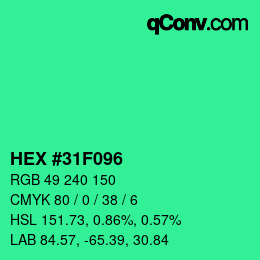 Color code: HEX #31F096 | qconv.com