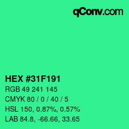 カラーコード: HEX #31F191 | qconv.com