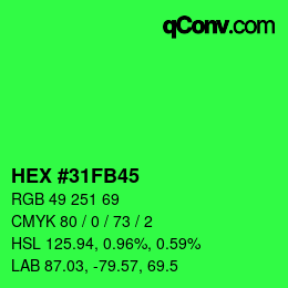 Color code: HEX #31FB45 | qconv.com