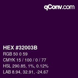 Color code: HEX #32003B | qconv.com