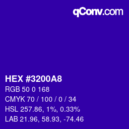 Color code: HEX #3200A8 | qconv.com