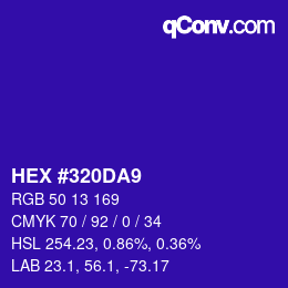 Color code: HEX #320DA9 | qconv.com