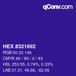 Color code: HEX #321692 | qconv.com