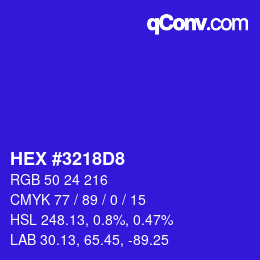 颜色代码: HEX #3218D8 | qconv.com