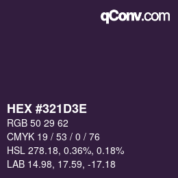 Color code: HEX #321D3E | qconv.com