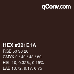 Color code: HEX #321E1A | qconv.com