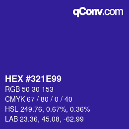 颜色代码: HEX #321E99 | qconv.com