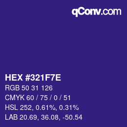 Color code: HEX #321F7E | qconv.com