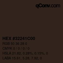 Color code: HEX #32241C00 | qconv.com