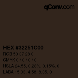 Código de color: HEX #32251C00 | qconv.com