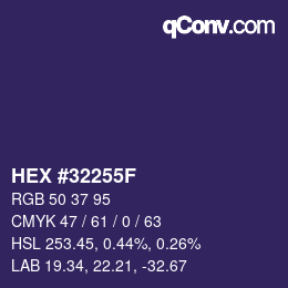 カラーコード: HEX #32255F | qconv.com