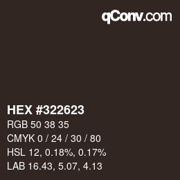 Color code: HEX #322623 | qconv.com