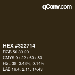 颜色代码: HEX #322714 | qconv.com