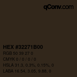 Color code: HEX #32271B00 | qconv.com