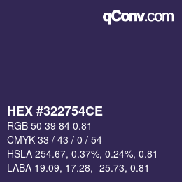 Farbcode: HEX #322754CE | qconv.com