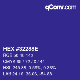 Color code: HEX #32288E | qconv.com